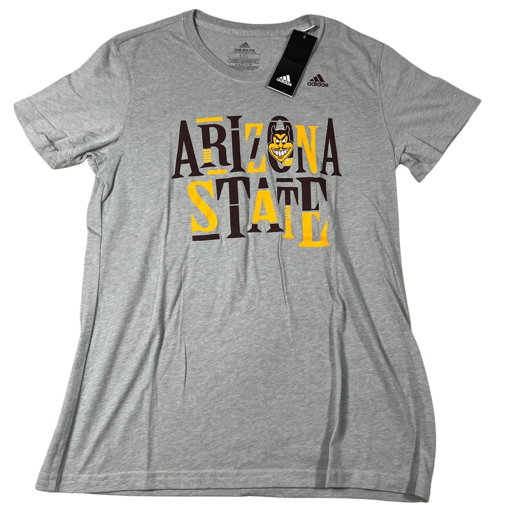 Adidas Arizona State Sun‎ Devils Sparky The Go-To Performance Tee Gray Large NEW